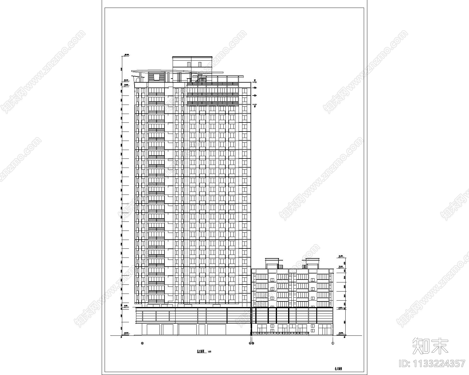 东方神韵高层住宅建筑cad施工图下载【ID:1133224357】