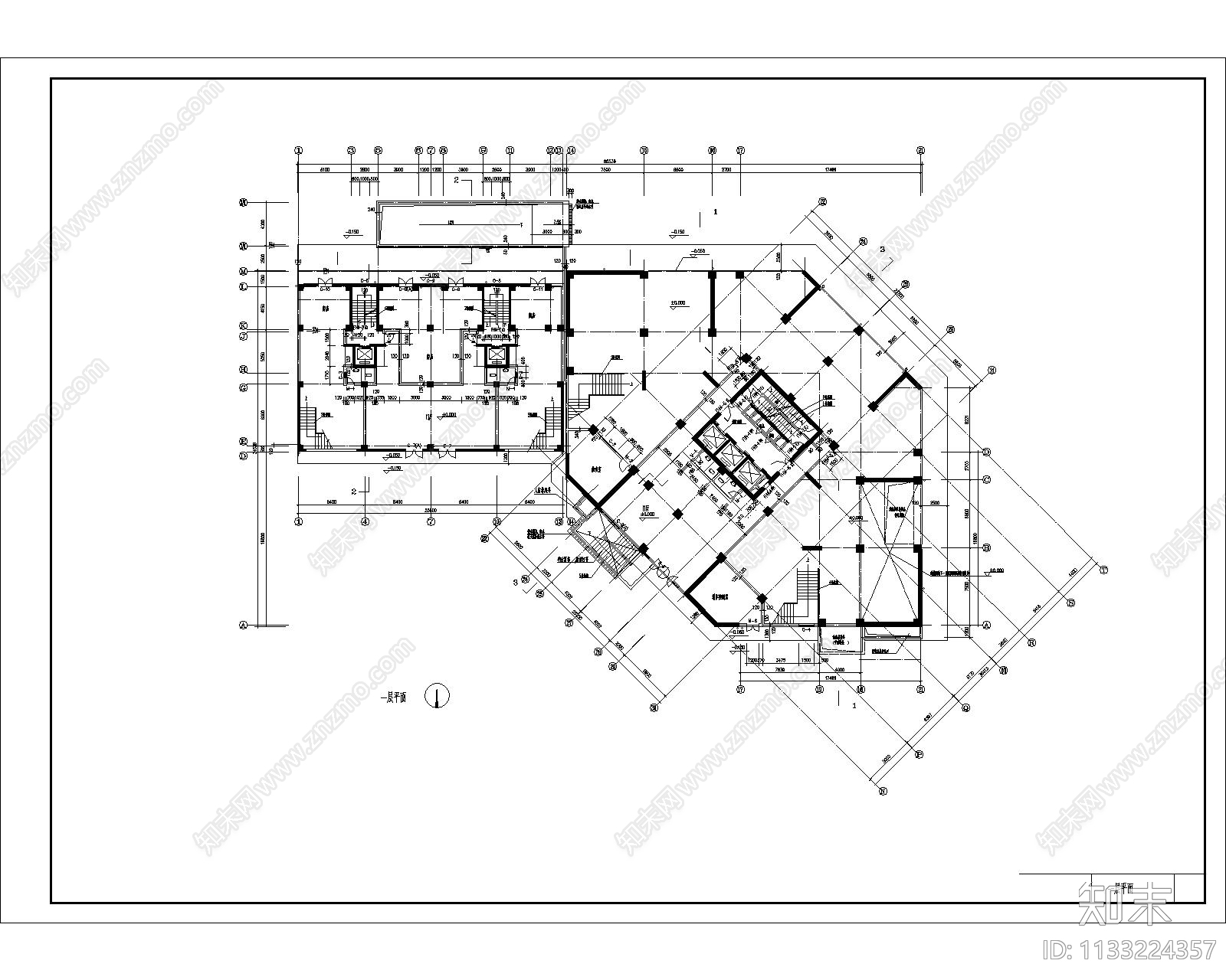 东方神韵高层住宅建筑cad施工图下载【ID:1133224357】