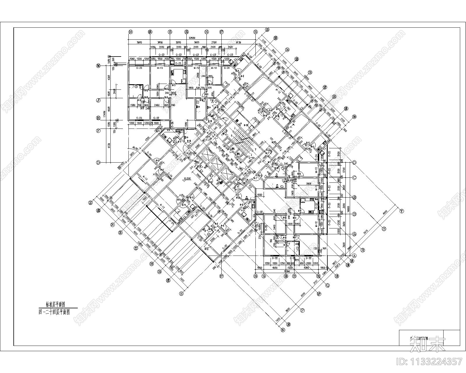 东方神韵高层住宅建筑cad施工图下载【ID:1133224357】