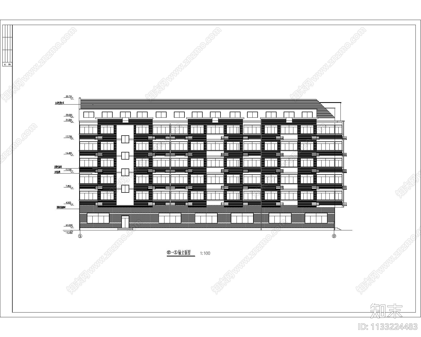 多层宿舍建筑cad施工图下载【ID:1133224483】