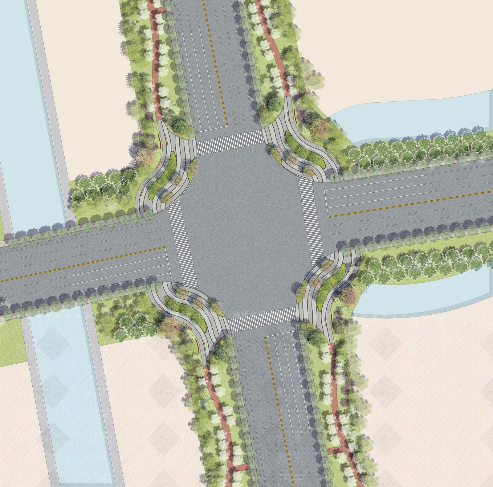现代口袋公园道路景观SU模型下载【ID:1132982343】