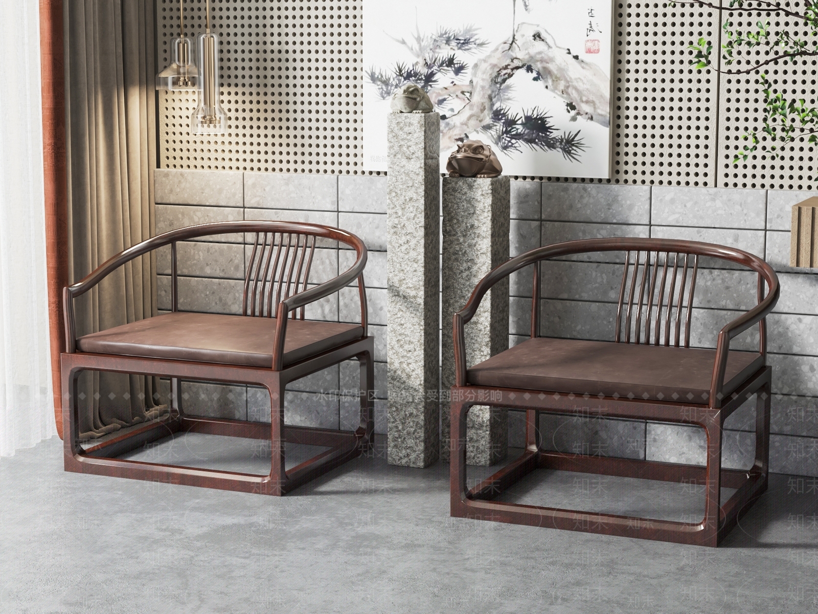 新中式圈椅SU模型下载【ID:1132988813】