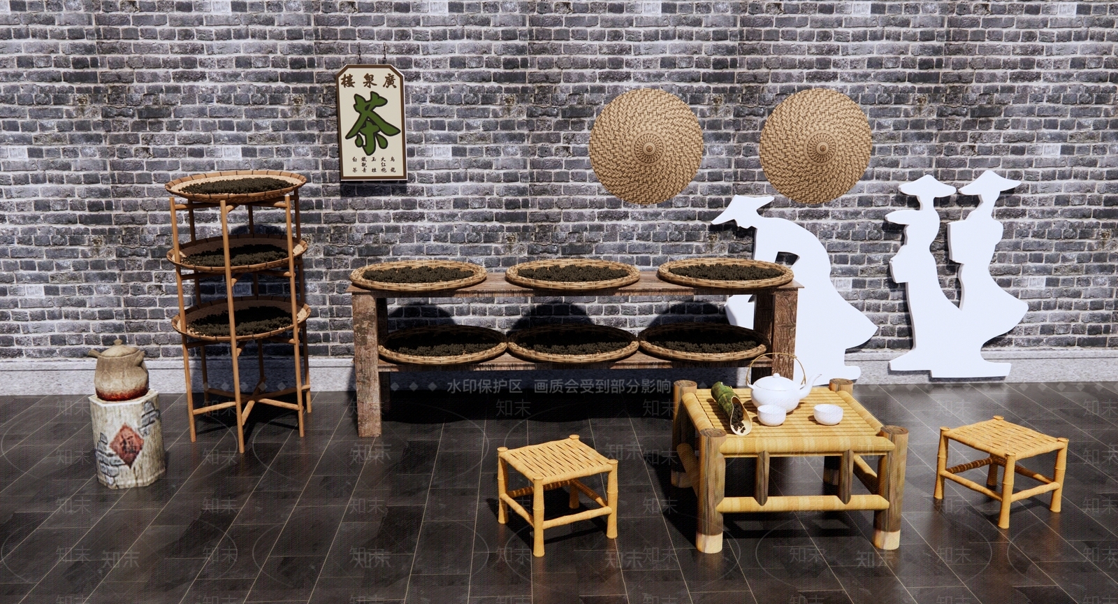 新中式乡村小品SU模型下载【ID:1132989486】