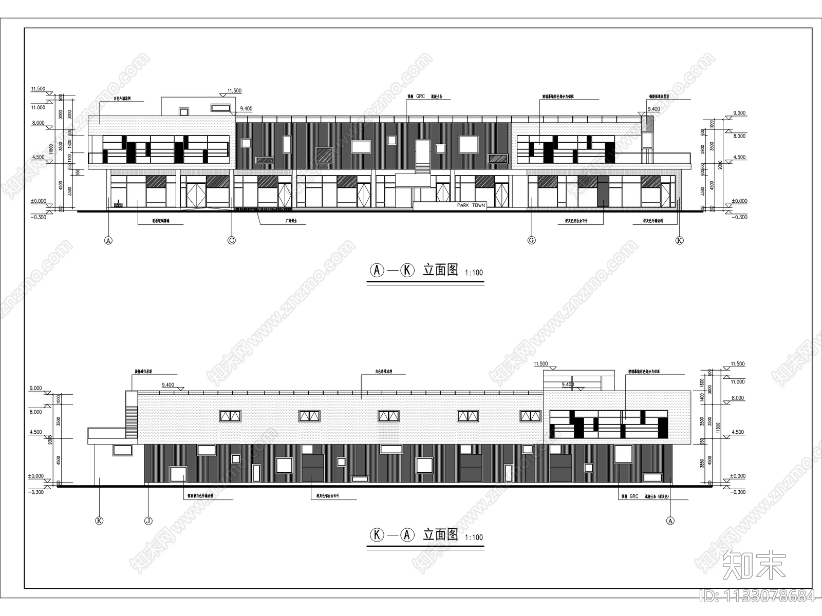 小区商业建筑cad施工图下载【ID:1133078684】