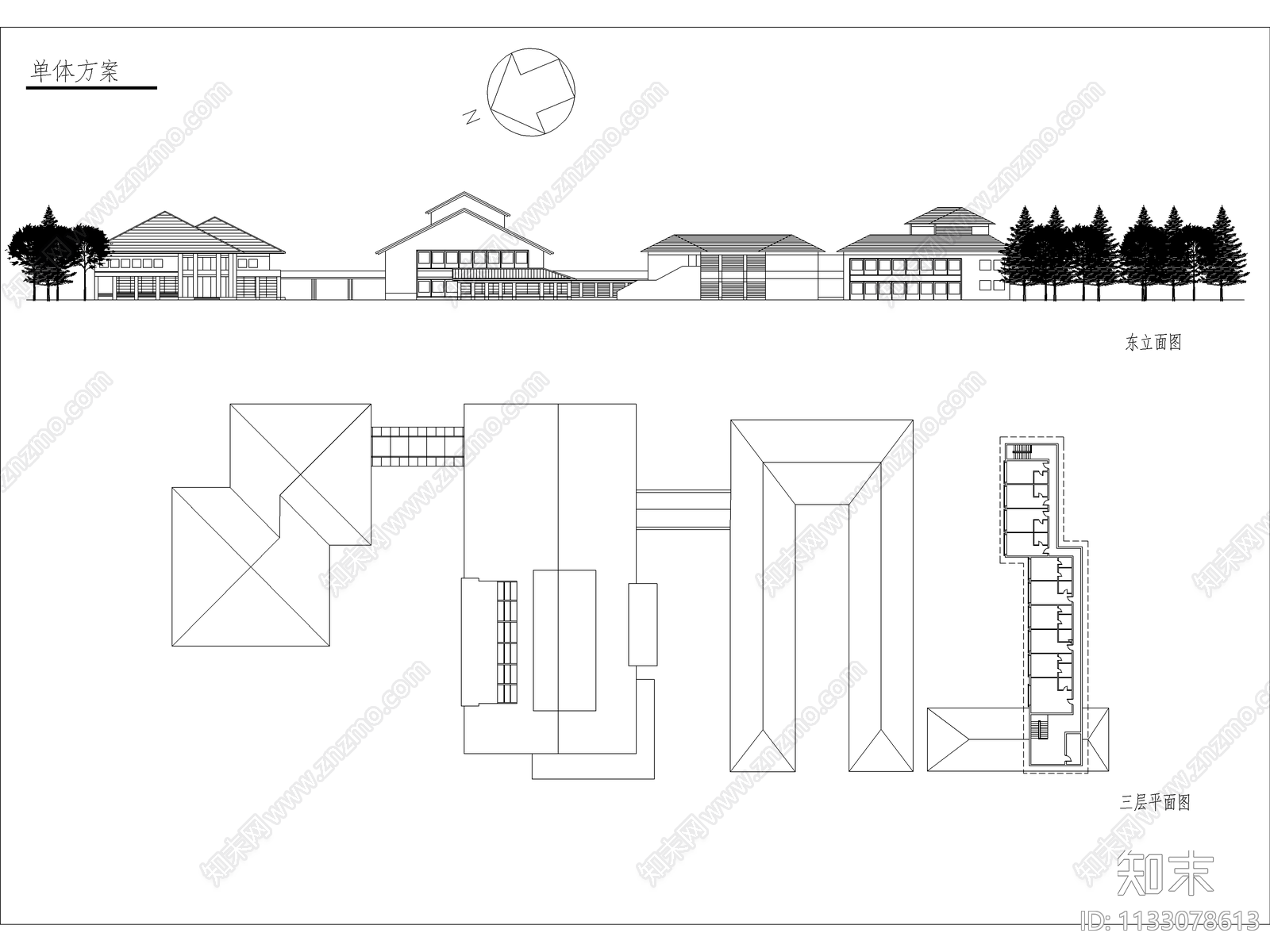 民宿建筑cad施工图下载【ID:1133078613】