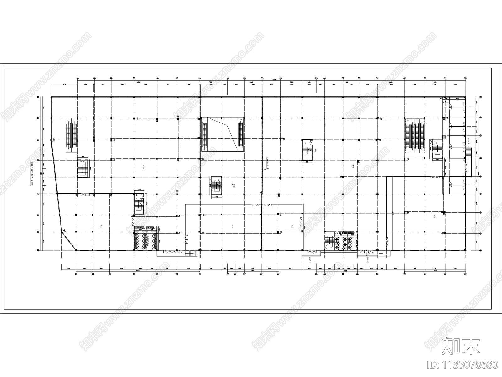 商场地下二层停车场平面图cad施工图下载【ID:1133078680】