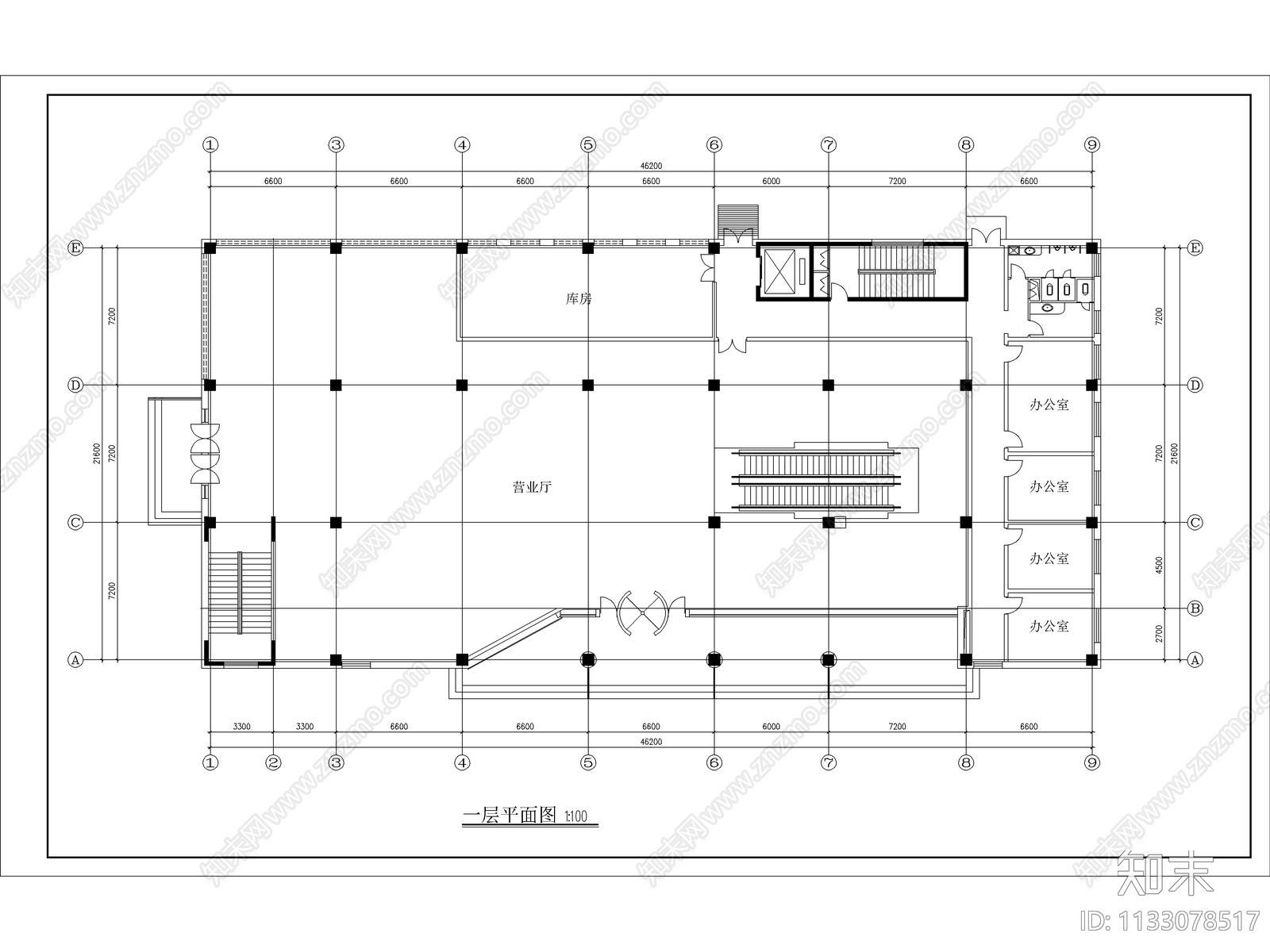 商场建筑cad施工图下载【ID:1133078517】