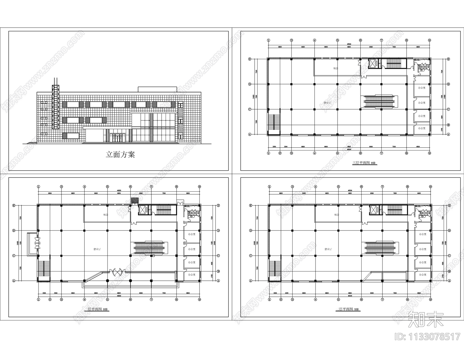 商场建筑cad施工图下载【ID:1133078517】