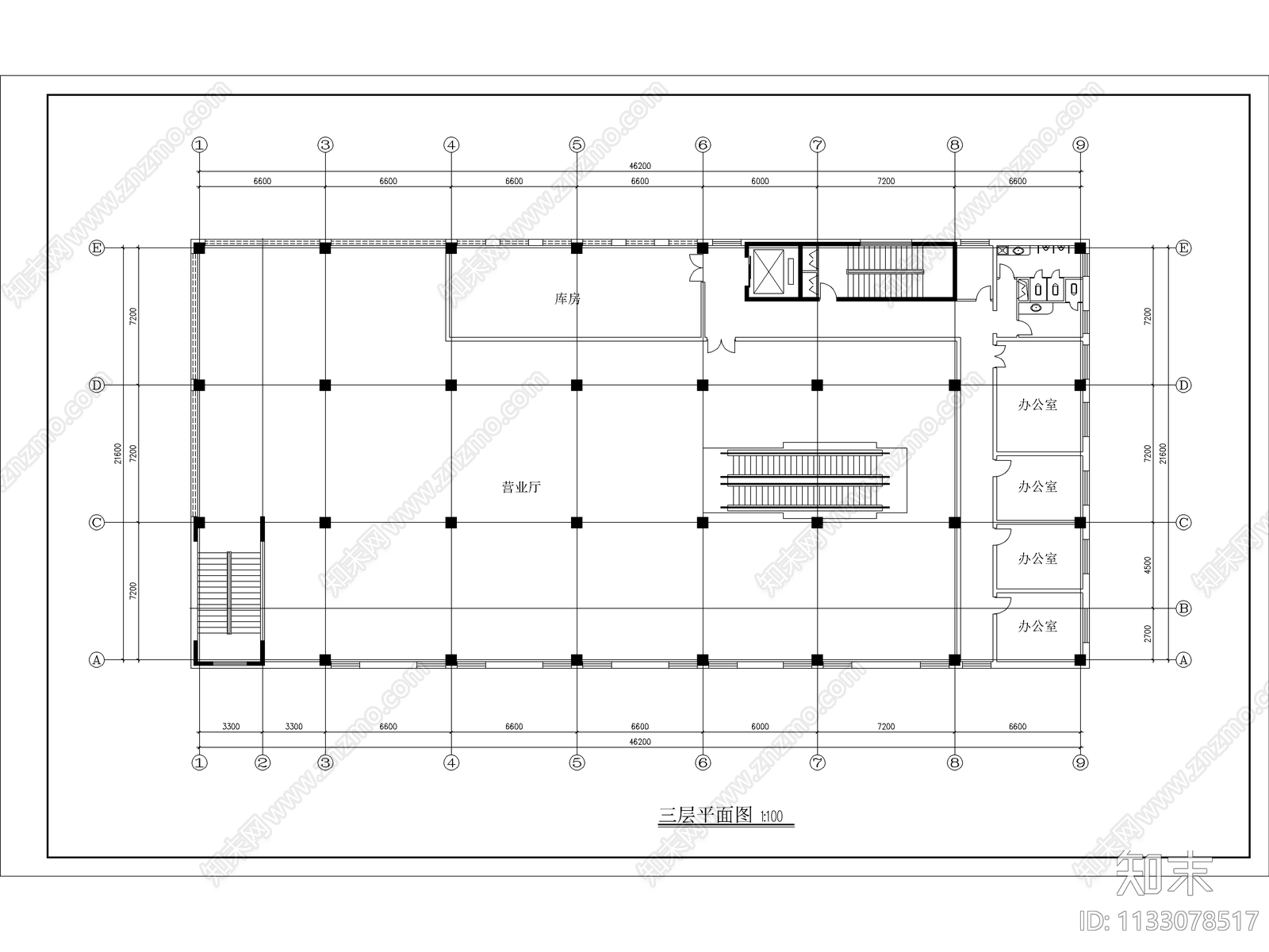 商场建筑cad施工图下载【ID:1133078517】