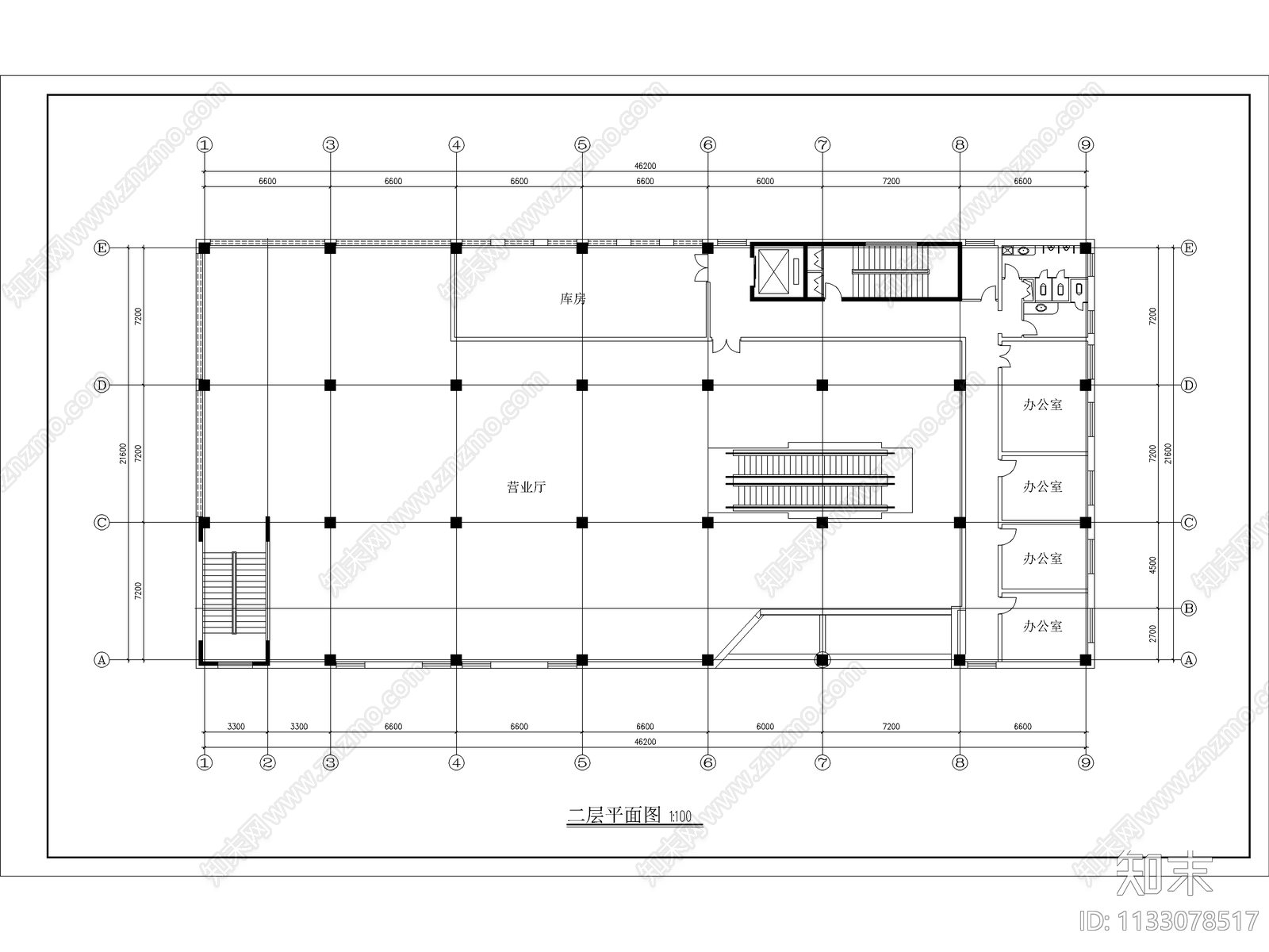 商场建筑cad施工图下载【ID:1133078517】