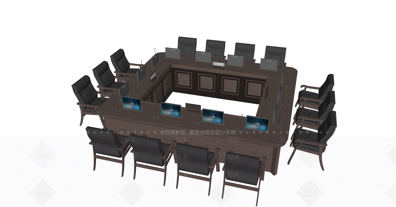 现代领导会议桌椅SU模型下载【ID:1132992856】