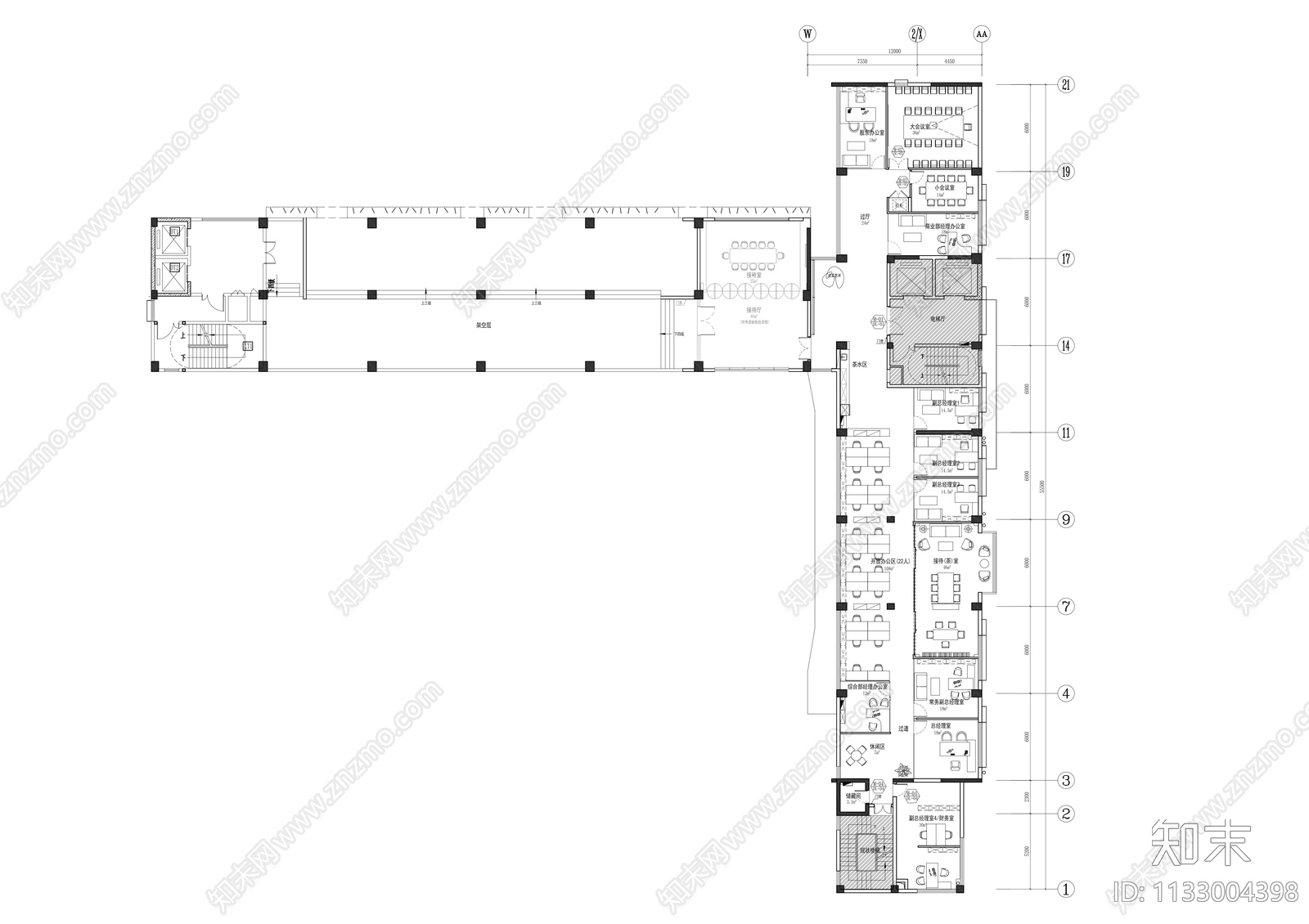 办公室cad施工图下载【ID:1133004398】