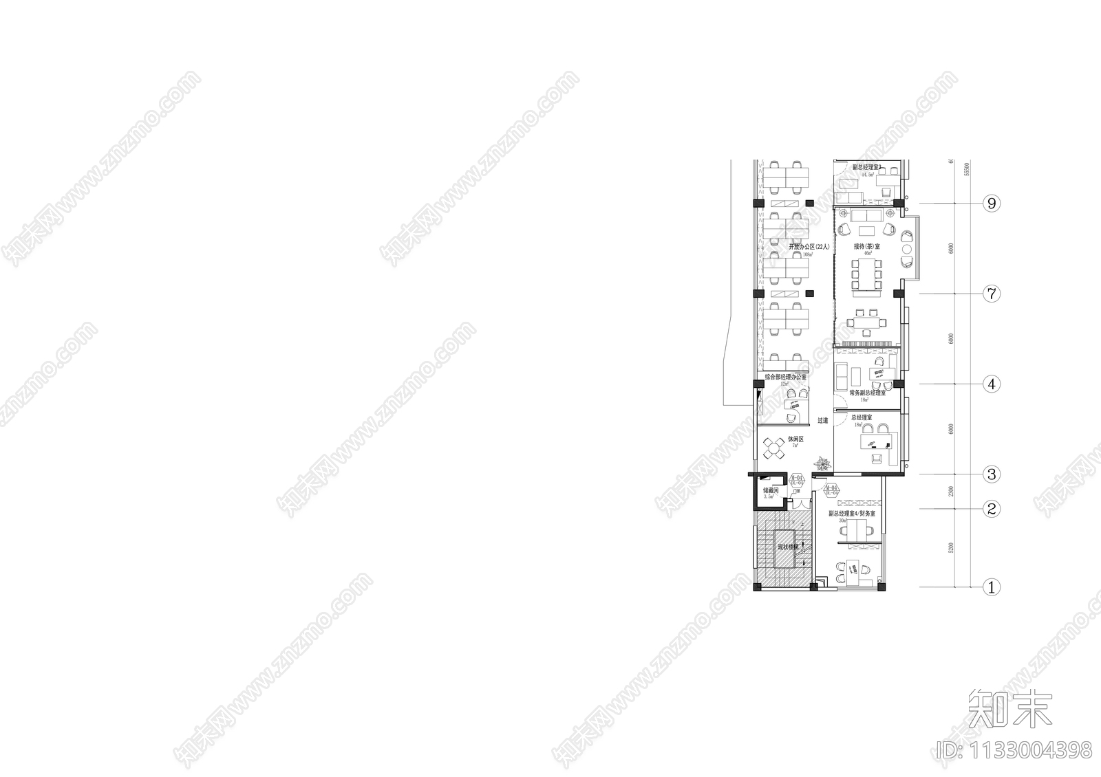 办公室cad施工图下载【ID:1133004398】