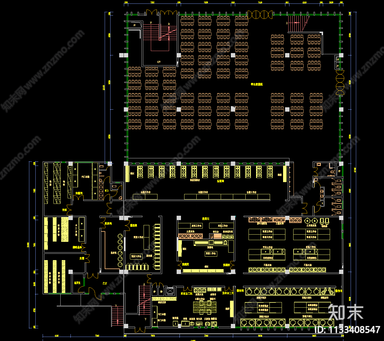 大学食堂平面图cad施工图下载【ID:1133408547】