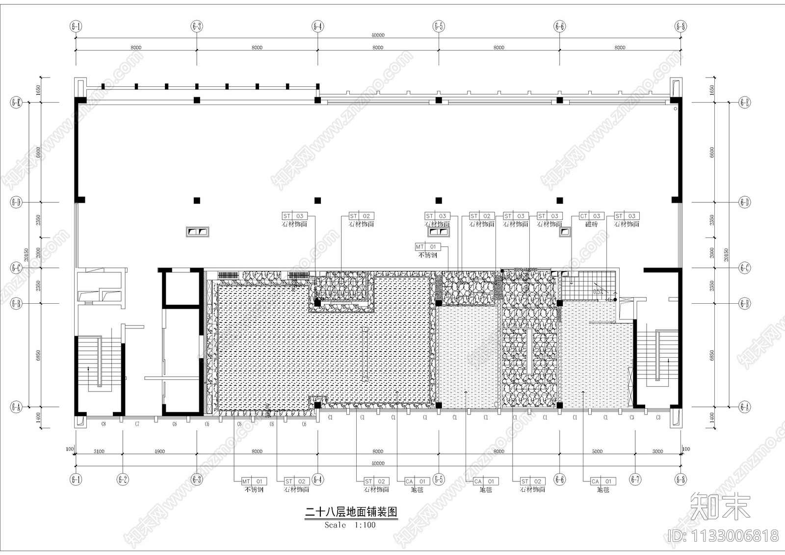 总裁办公室cad施工图下载【ID:1133006818】