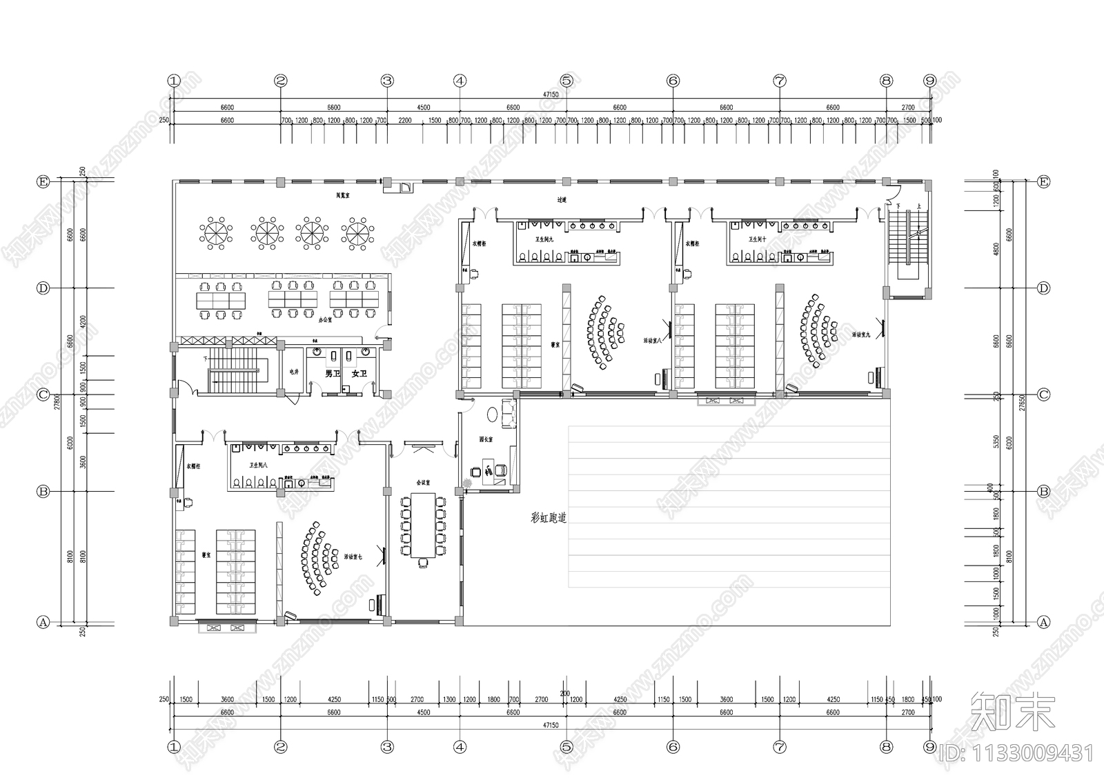 幼儿园平面布置图施工图下载【ID:1133009431】