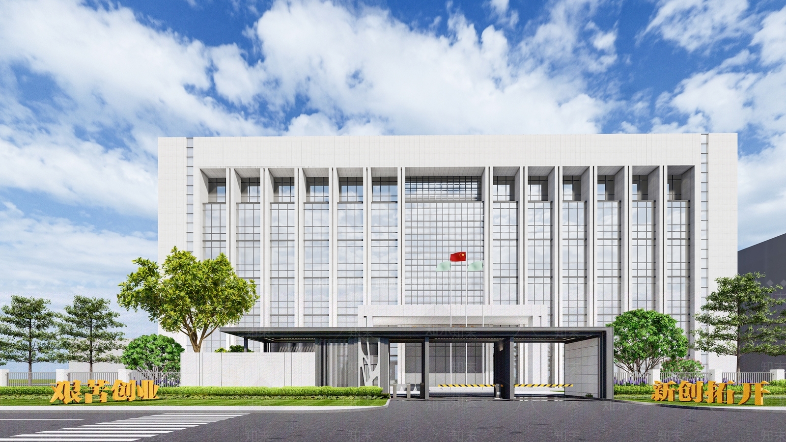 现代厂区入口大门SU模型下载【ID:1133019725】