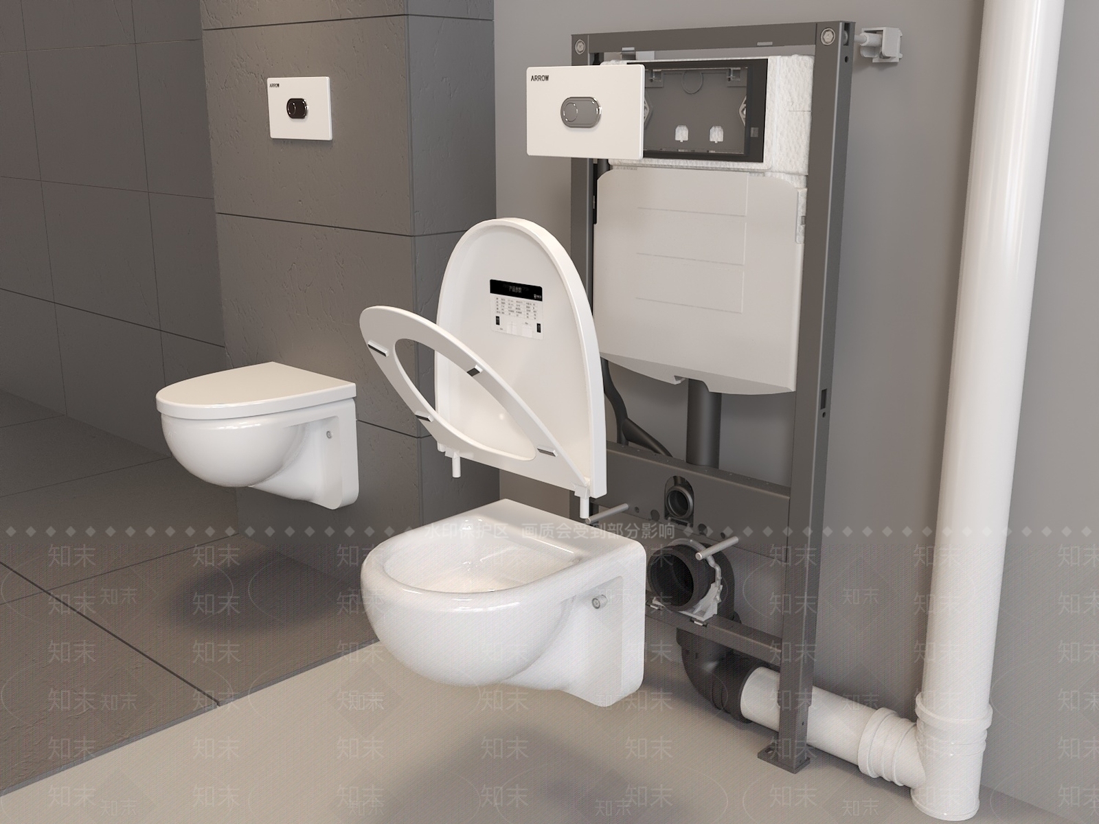 现代墙排马桶3D模型下载【ID:1133023852】