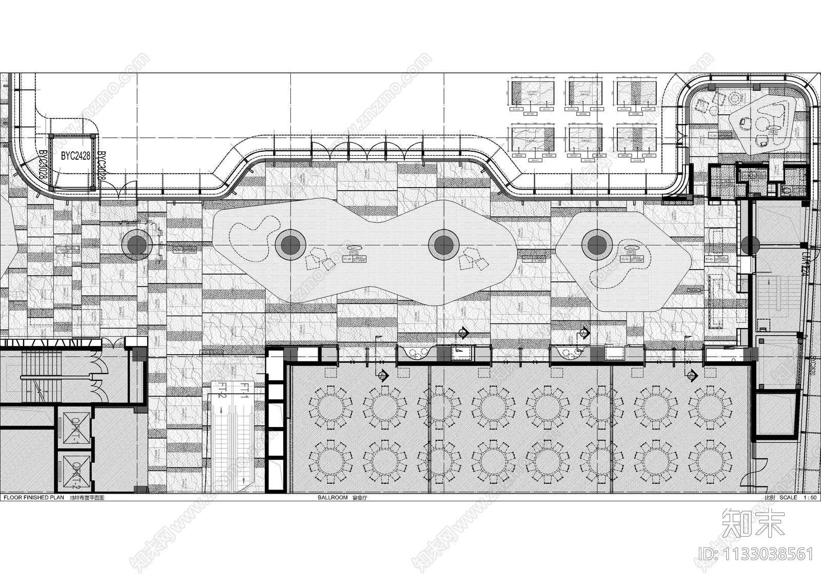 某酒店宴会厅cad施工图下载【ID:1133038561】
