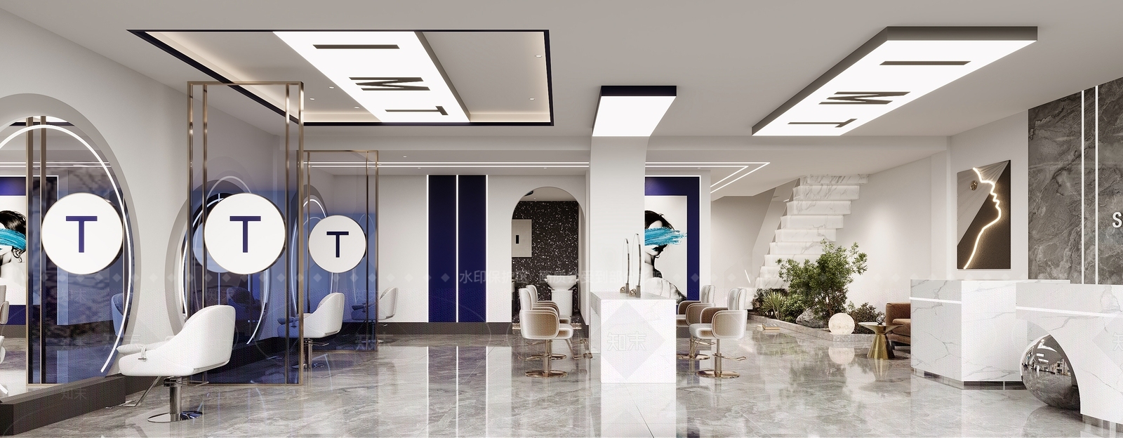 现代美发店3D模型下载【ID:1133039083】
