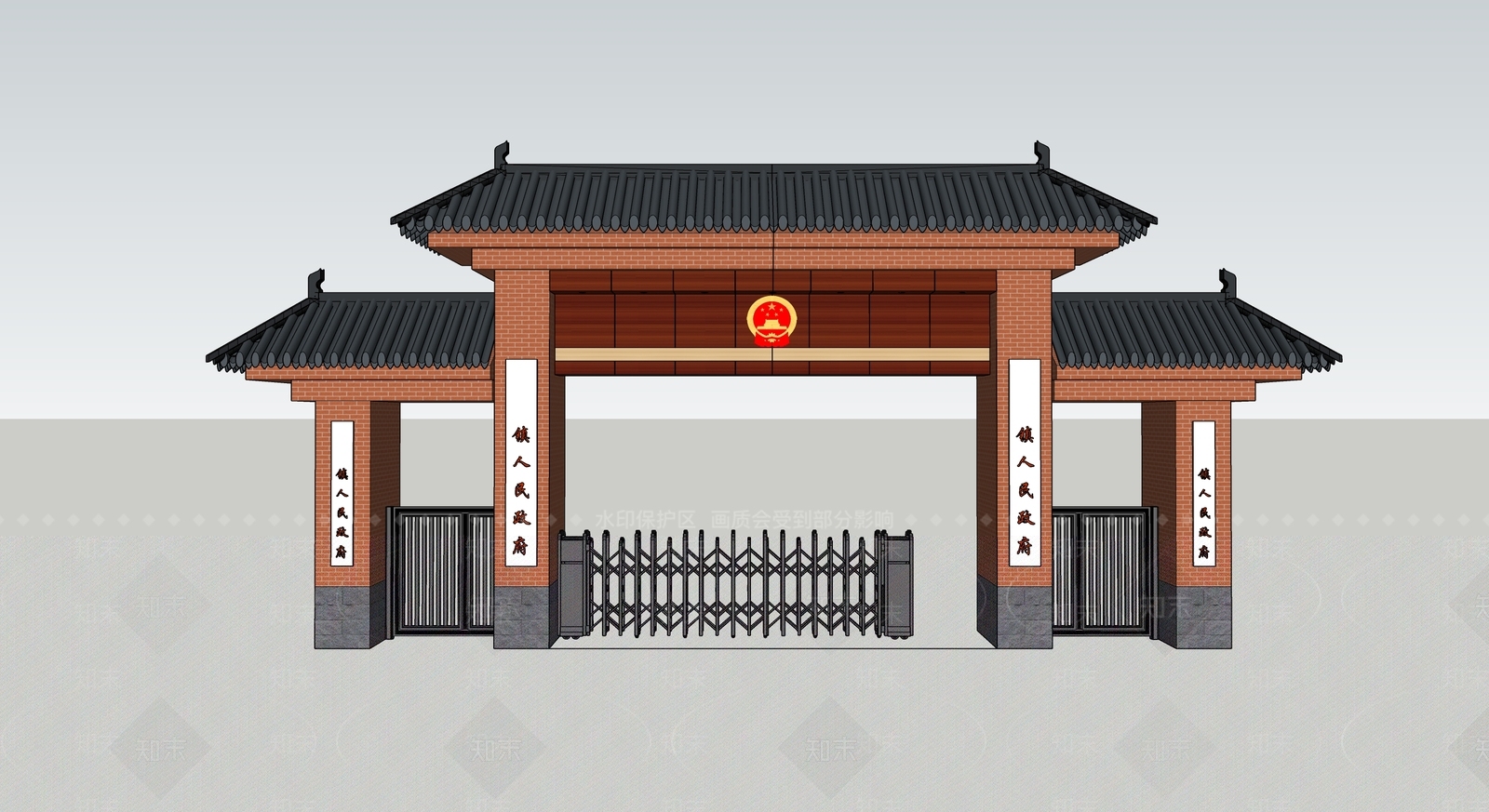 入口大门SU模型精品下载_SketchUp模型_知末网