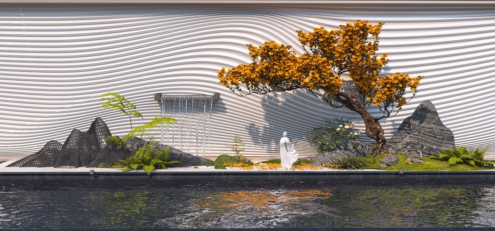新中式假山水景3D模型下载【ID:1133042817】