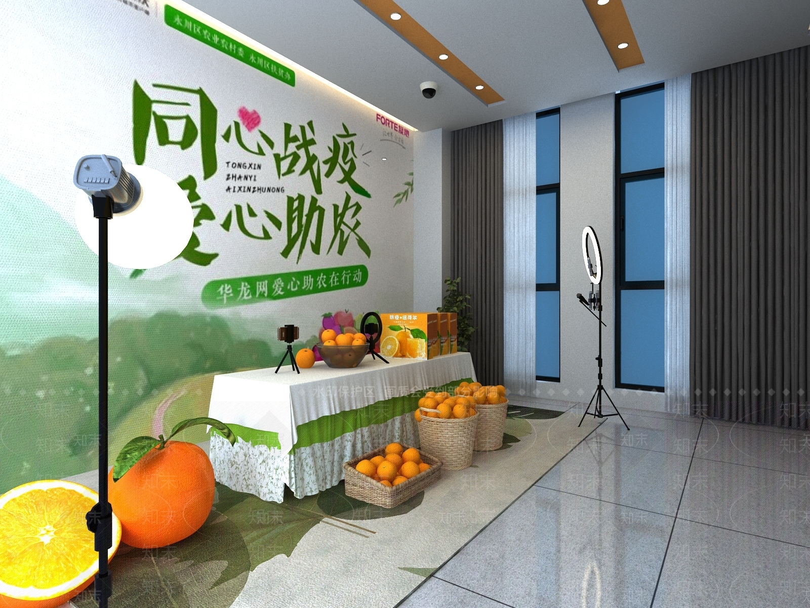 现代农产品直播间3D模型下载【ID:1133048589】