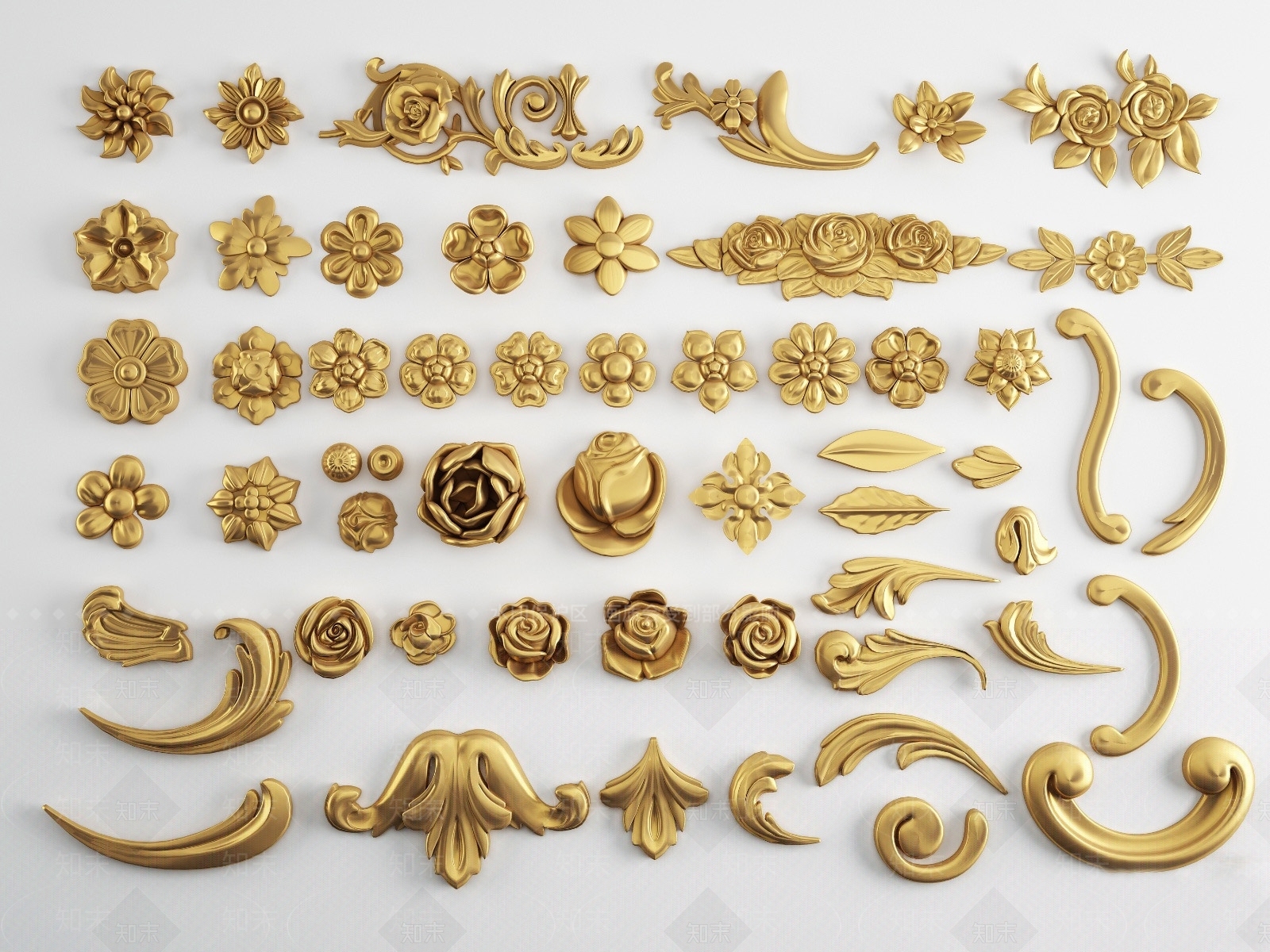 欧式花朵雕花浮雕角花造型组合SU模型下载【ID:1133051723】