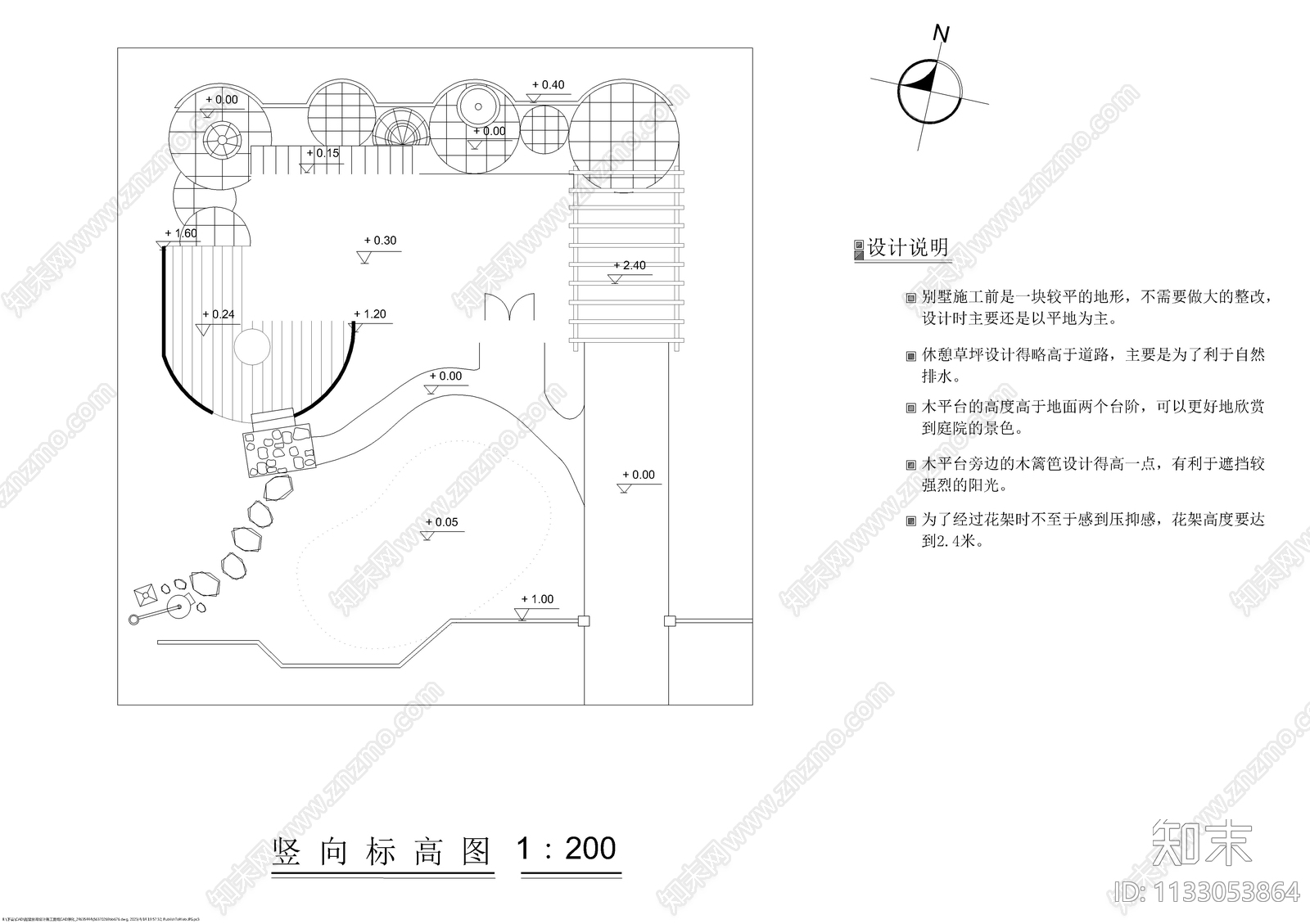 别墅庭院景观平面布置图cad施工图下载【ID:1133053864】