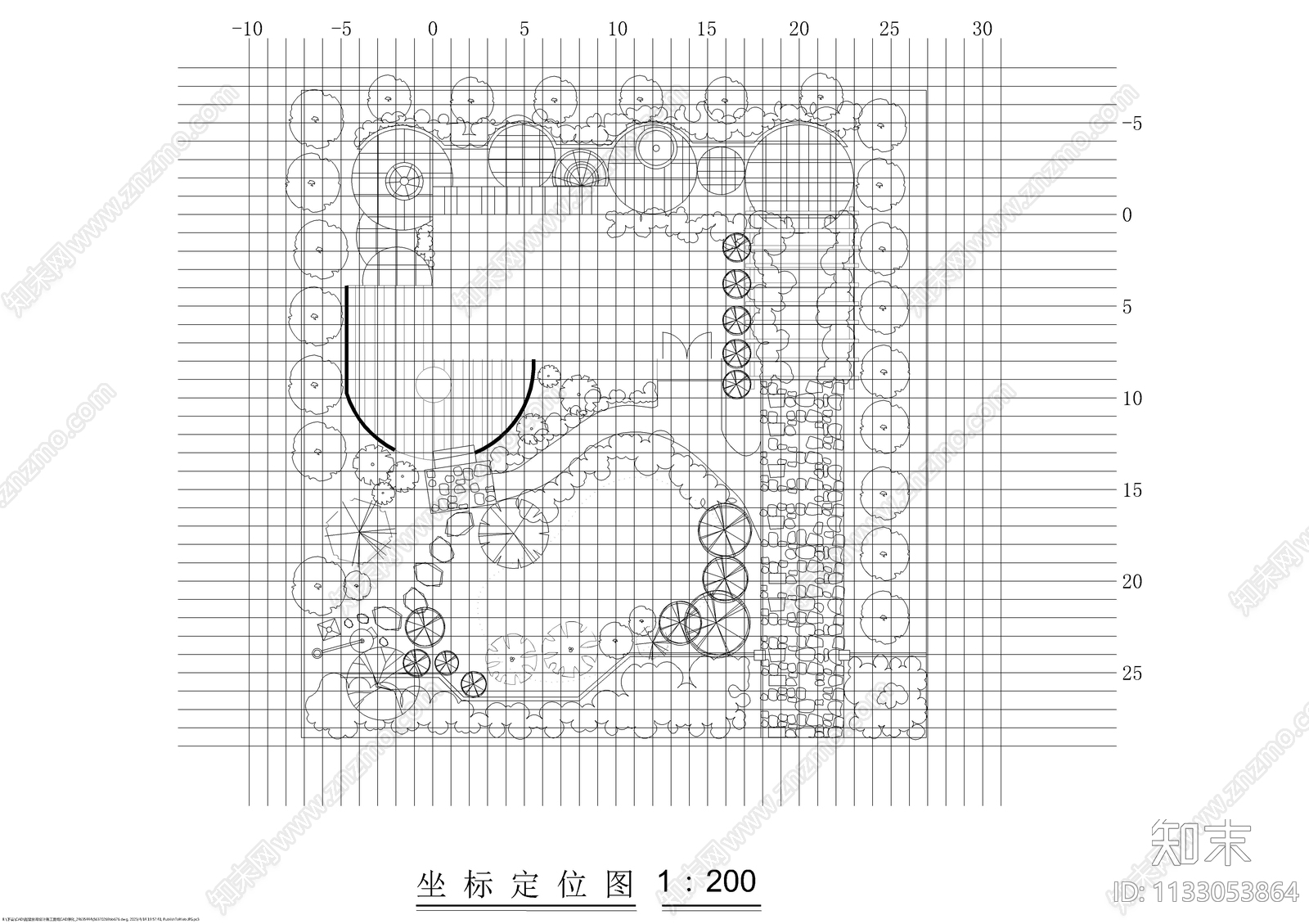 别墅庭院景观平面布置图cad施工图下载【ID:1133053864】