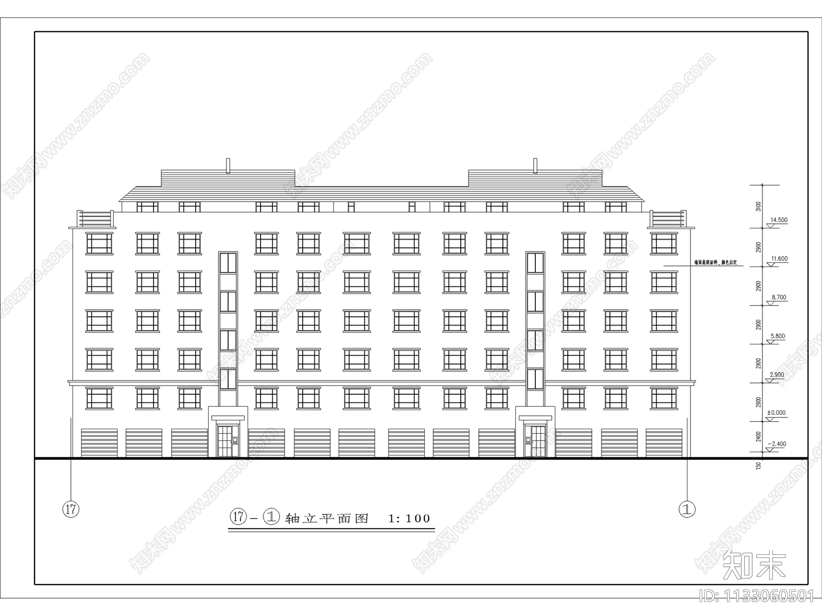 多层住宅楼建筑cad施工图下载【ID:1133060501】