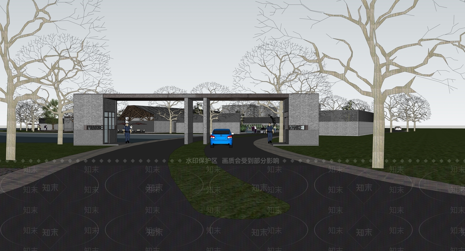 中式游客中心SU模型下载【ID:1133063569】