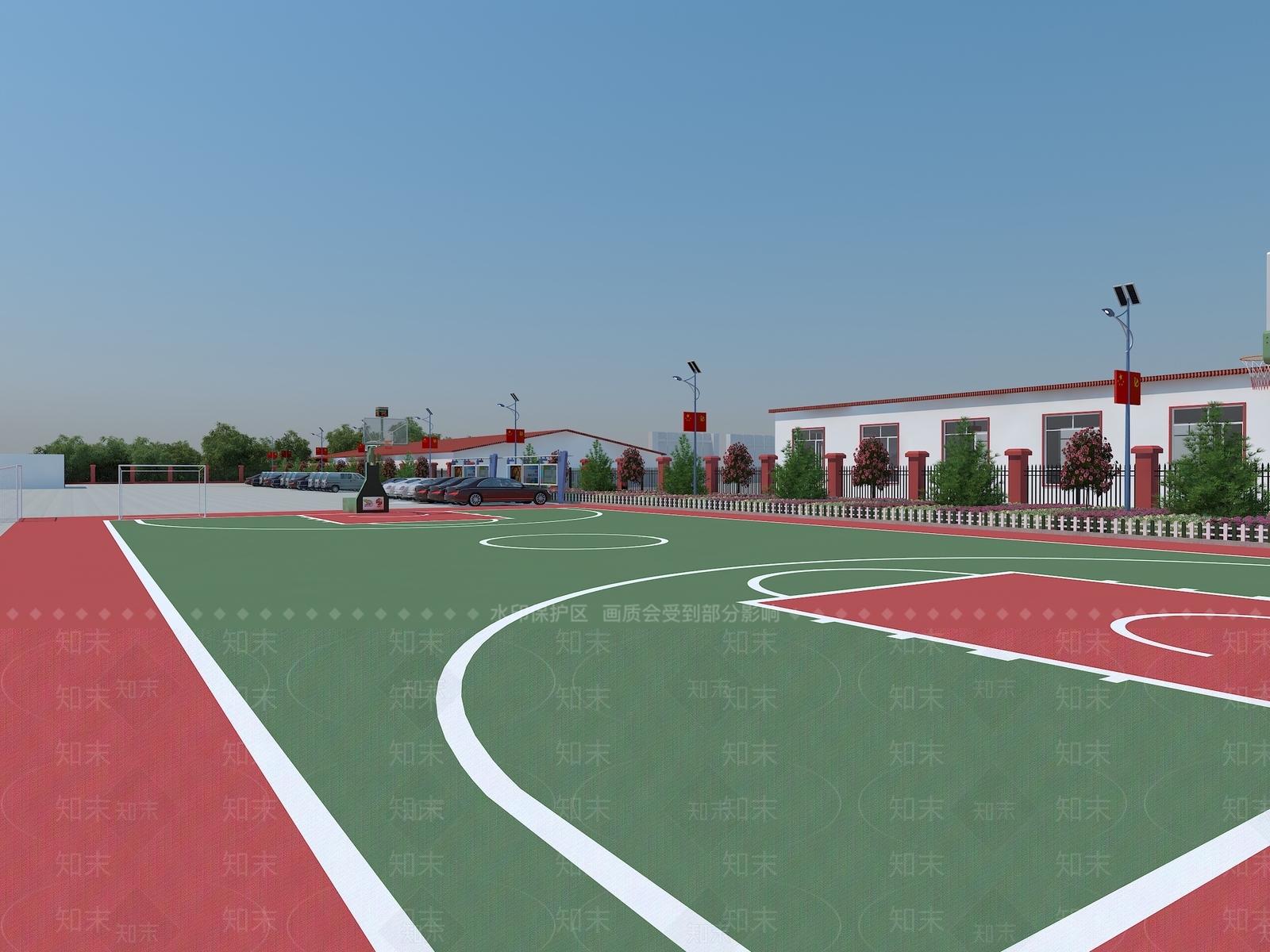 现代室外篮球场3D模型下载【ID:1133071850】