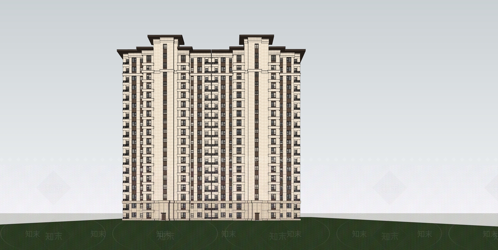 新中式小高层住宅SU模型下载【ID:1133072203】