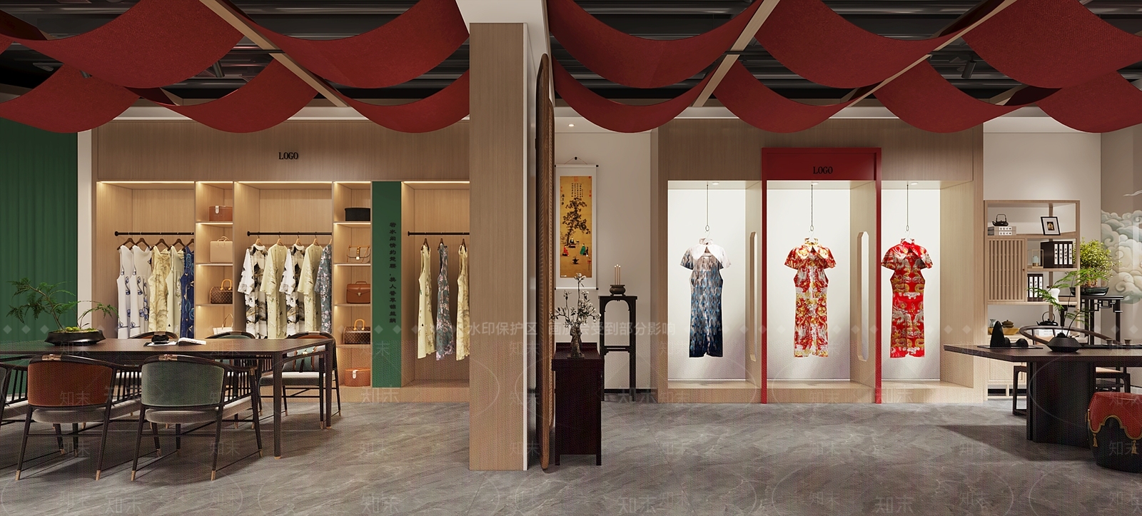 现代旗袍店3D模型下载【ID:1133075134】