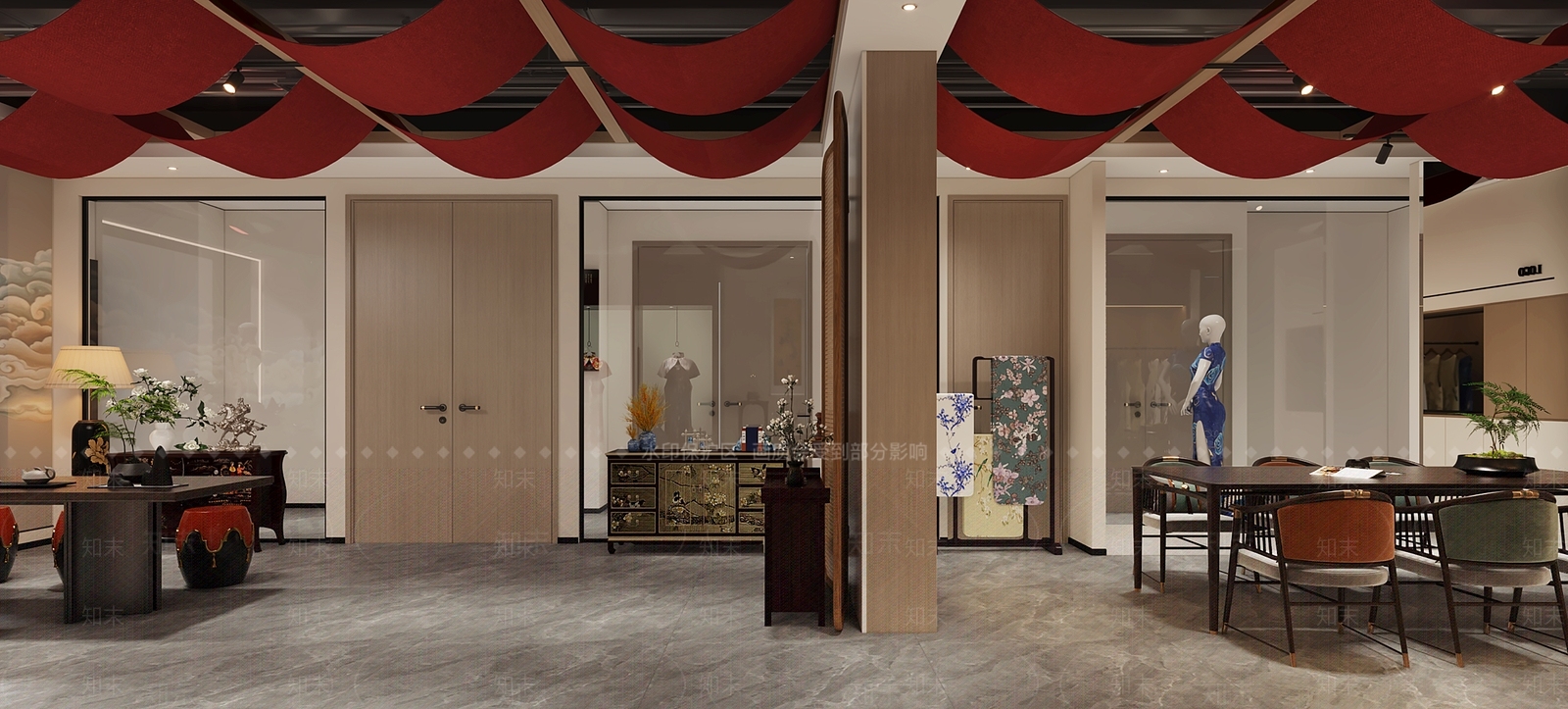 现代旗袍店3D模型下载【ID:1133075134】