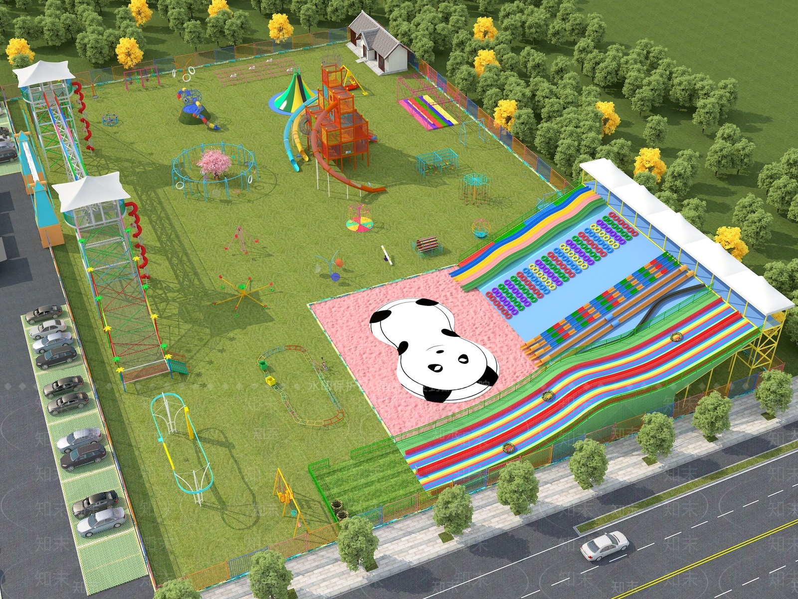 现代无动力儿童乐园3D模型下载【ID:1133075289】