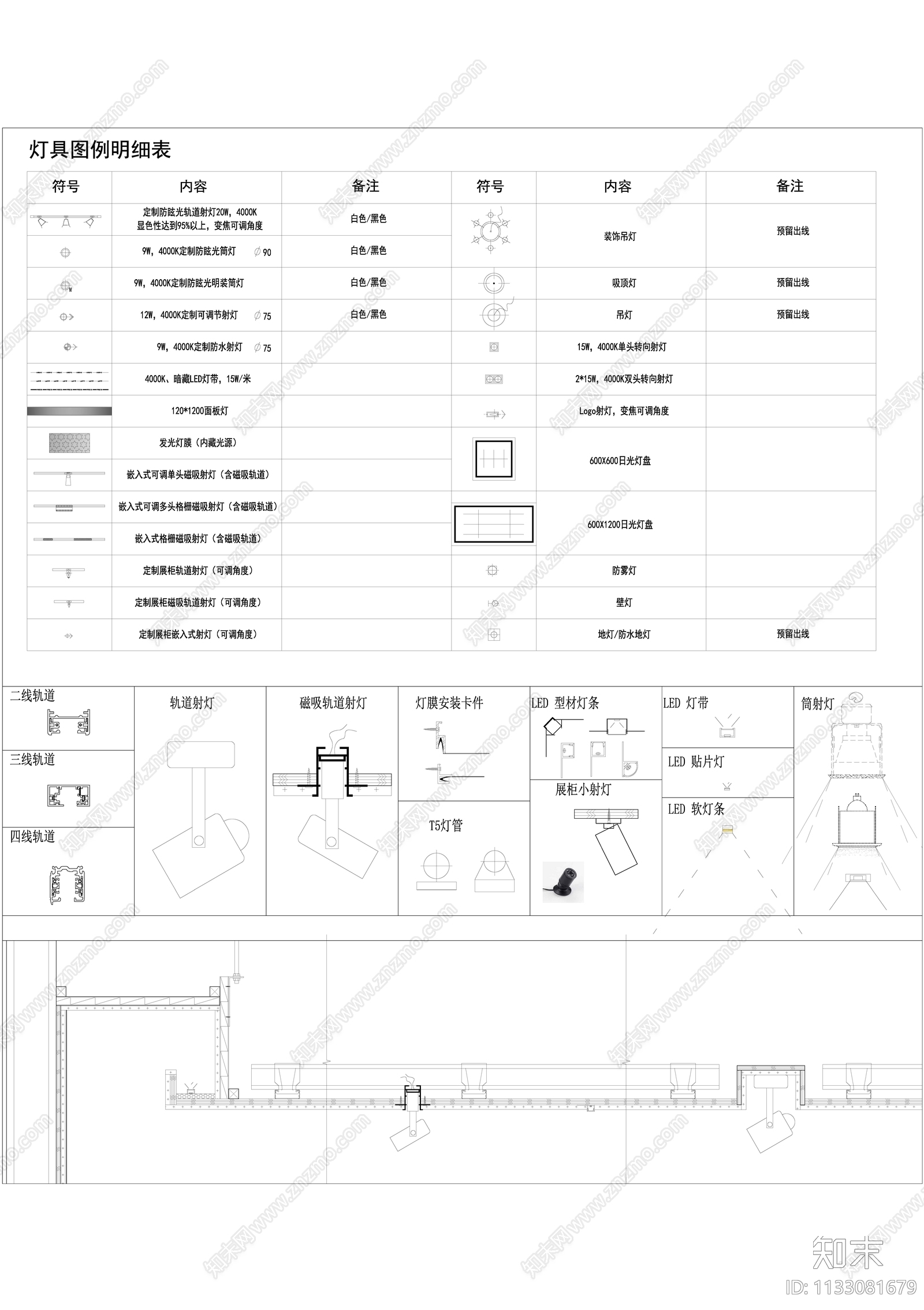 博物馆灯具cad施工图下载【ID:1133081679】