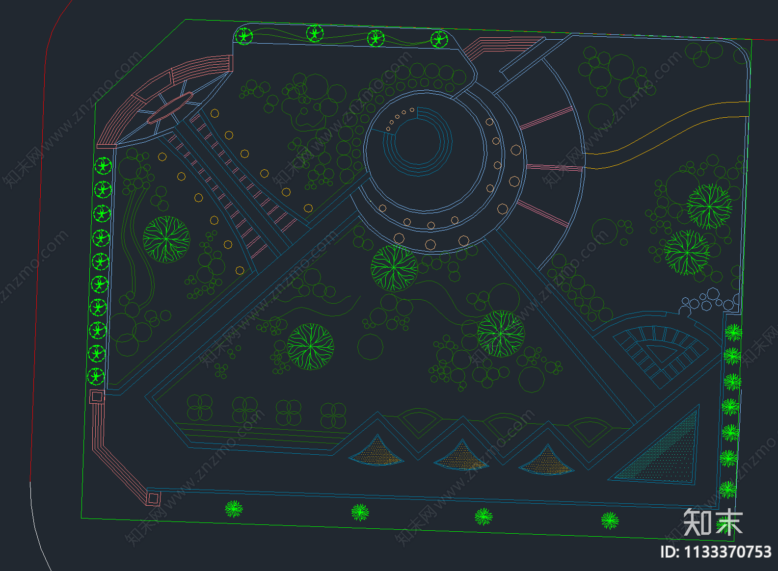27套广场公园景观设计cad施工图下载【ID:1133370753】