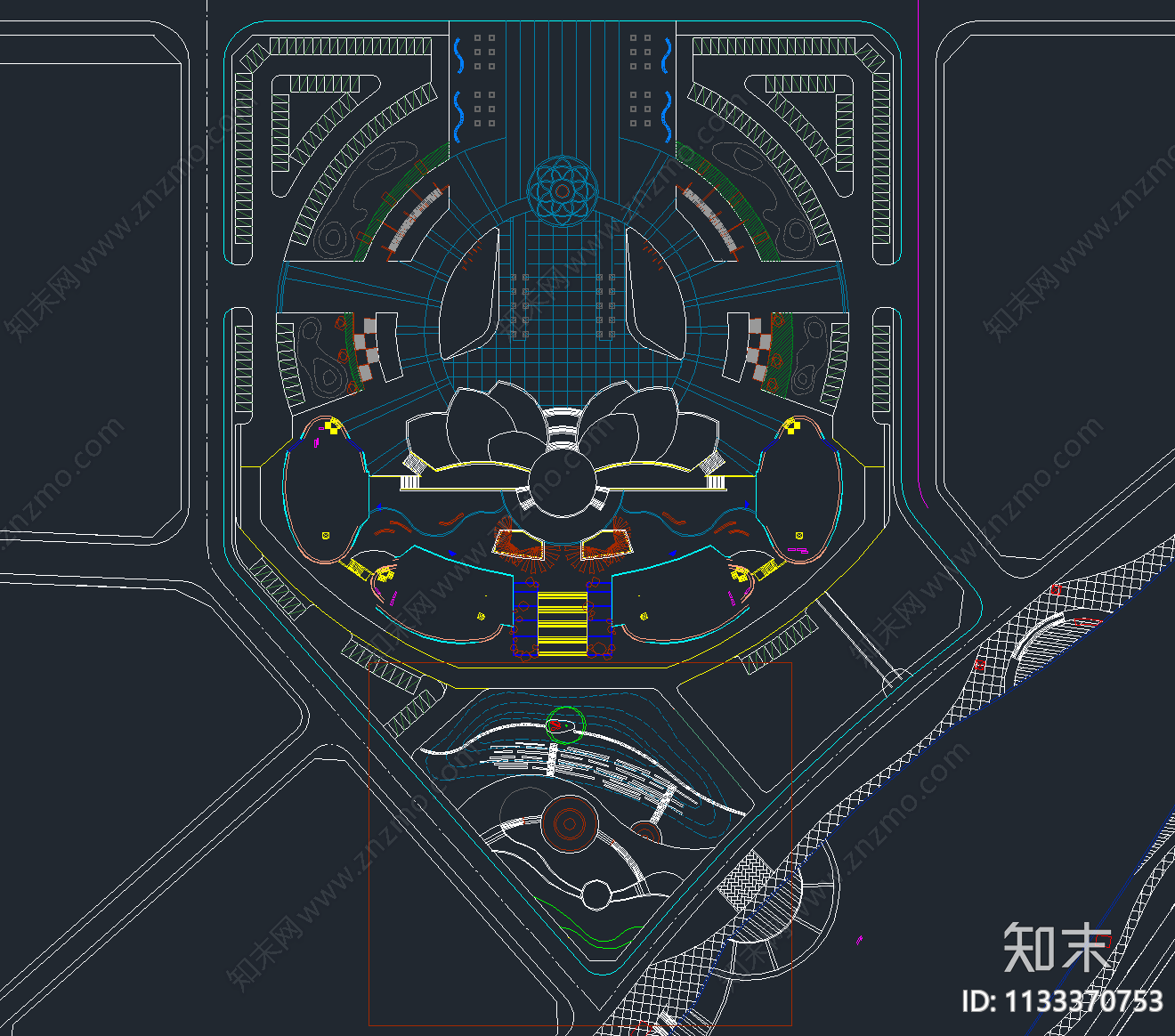 27套广场公园景观设计cad施工图下载【ID:1133370753】