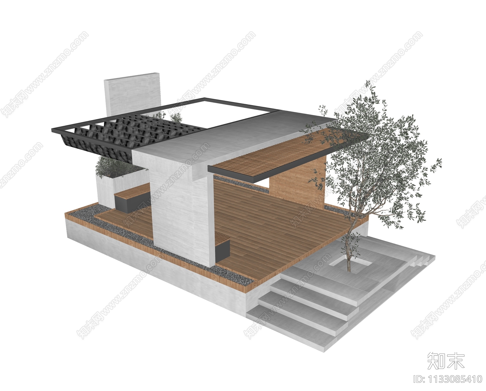 现代屋顶廊架SU模型下载【ID:1133085410】