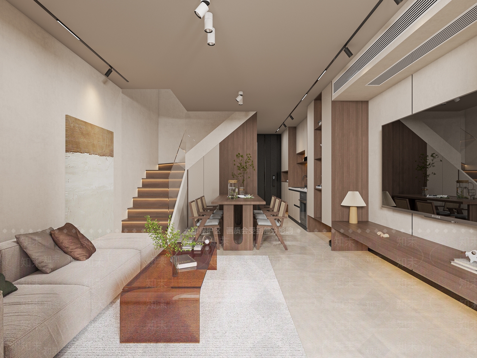 现代原木单身公寓3D模型下载【ID:1133086222】