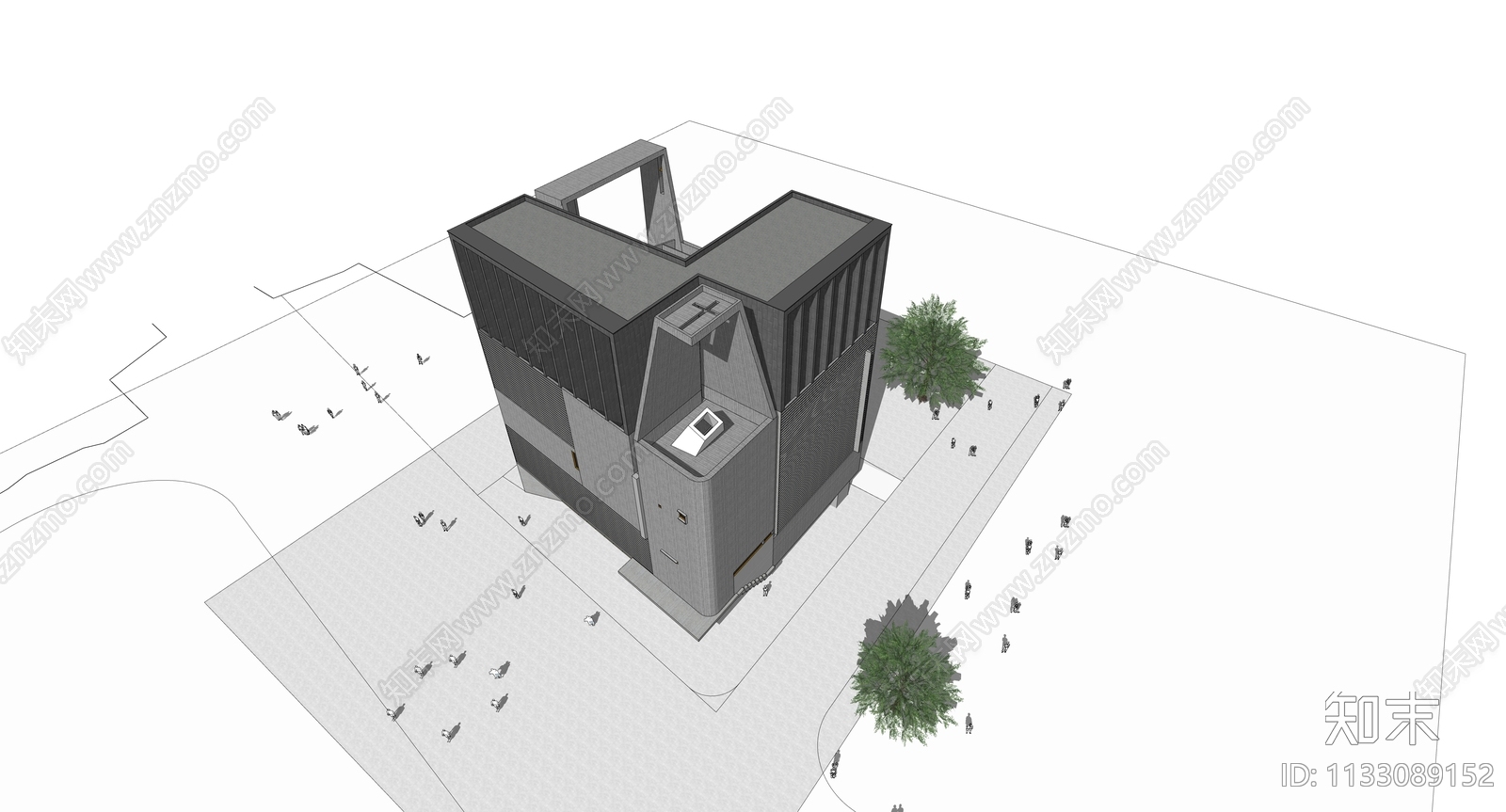 现代教堂建筑SU模型下载【ID:1133089152】