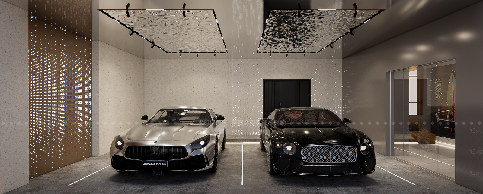 现代别墅地下车库SU模型下载【ID:1133093346】