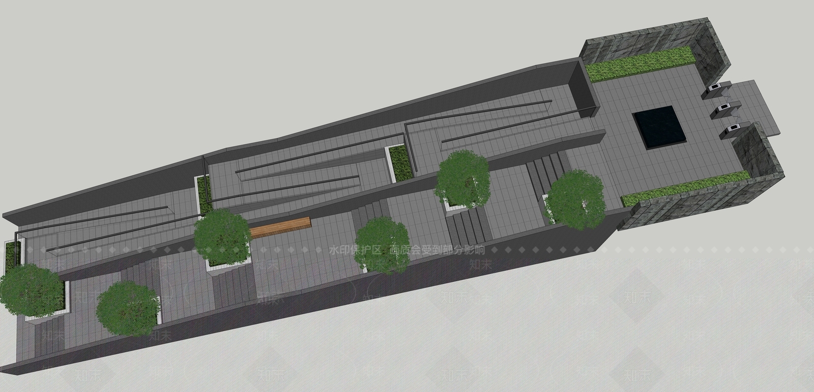 现代台阶景观SU模型下载【ID:1133094219】