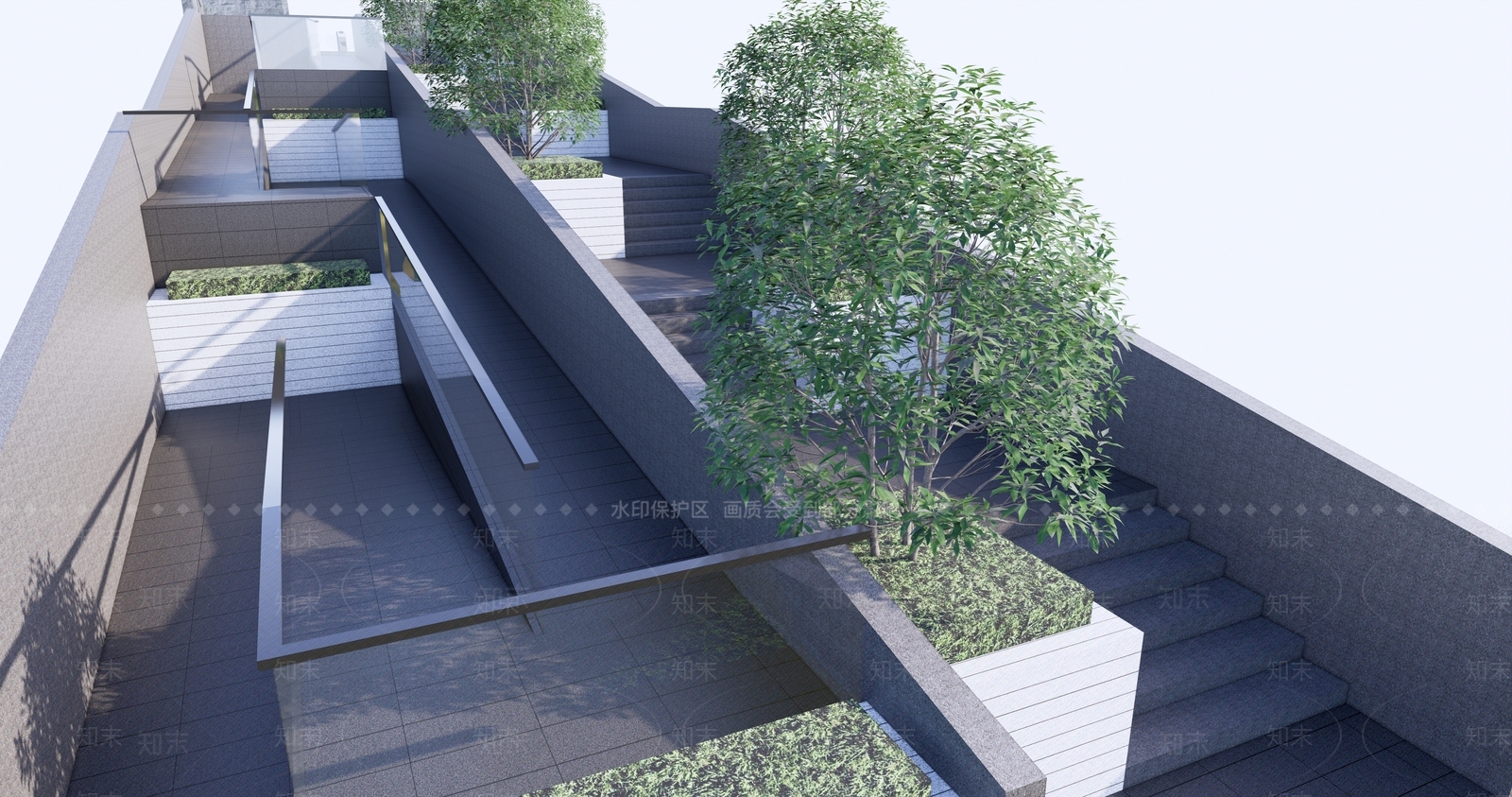 现代台阶景观SU模型下载【ID:1133094219】