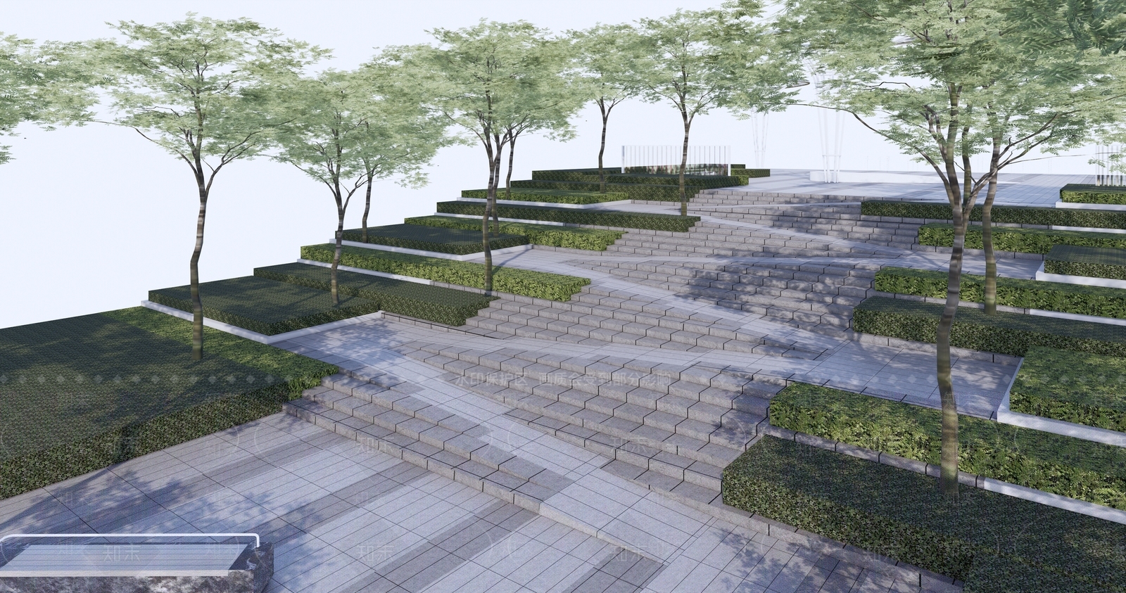 现代台阶景观SU模型下载【ID:1133170122】