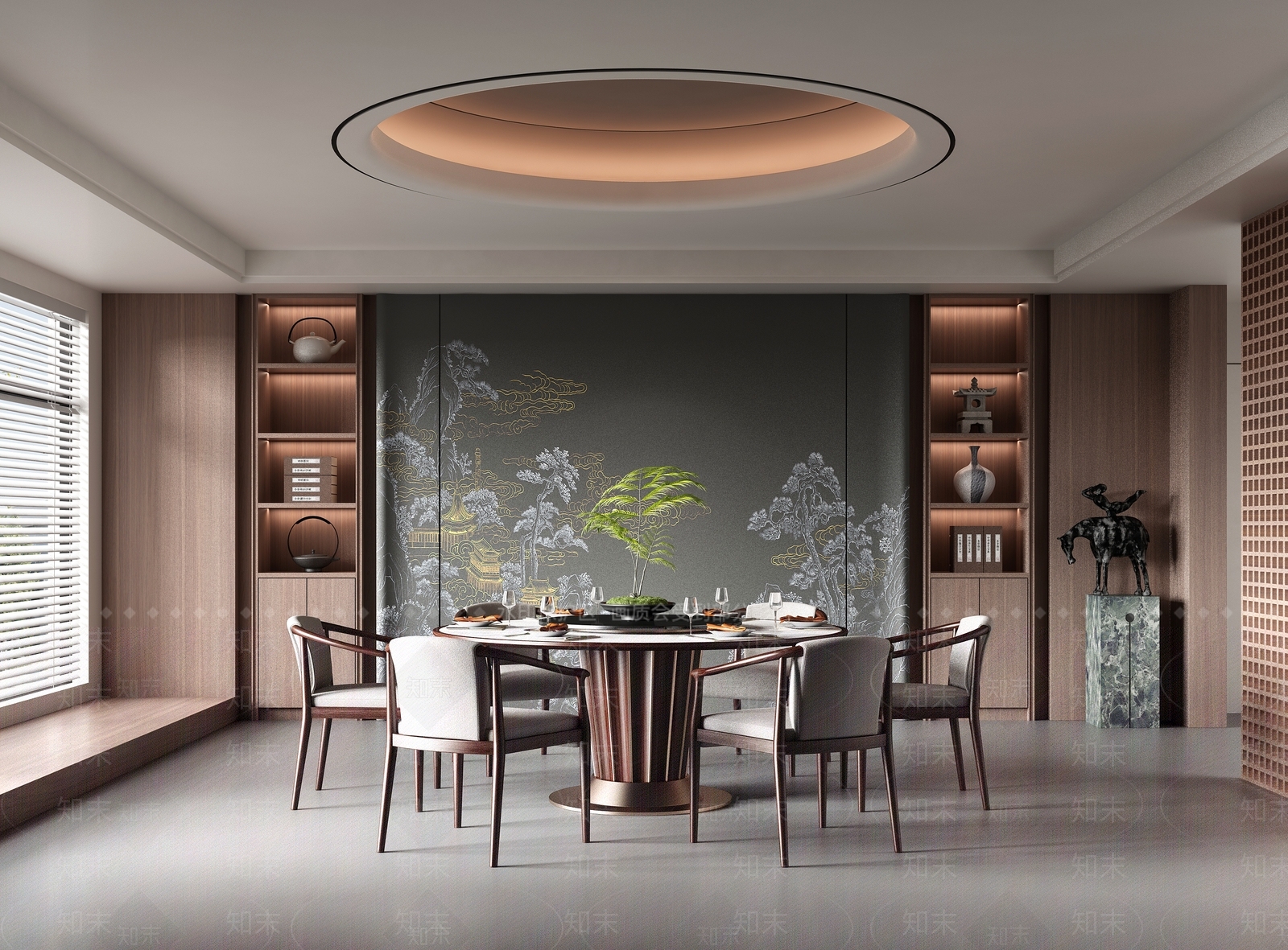 新中式餐厅3D模型下载【ID:1133095376】