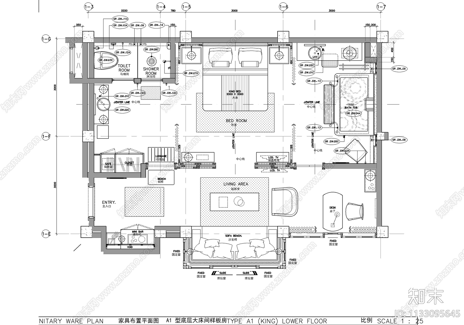 新中式民宿客房cad施工图下载【ID:1133095645】