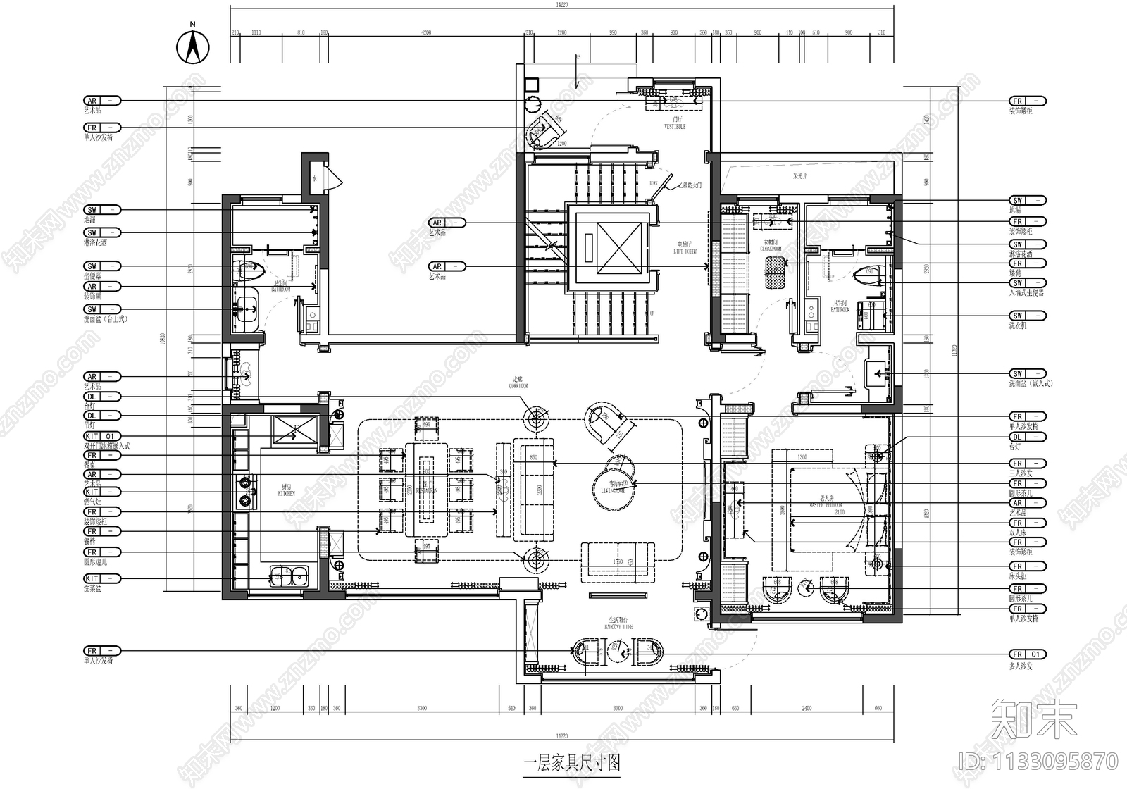 三层别墅室内cad施工图下载【ID:1133095870】